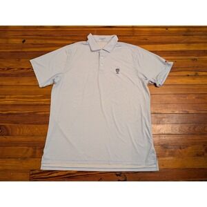 DRADDY SPORT Mens XL Blue White Stripe Golf Polo Shirt Short Sleeve Collared